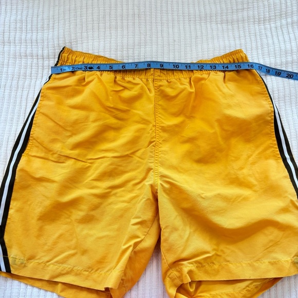 Harrison&Taylor Vintage 90's Men's Yellow Swim Trunks Olive Green Stripe Size M - Picture 7 of 9